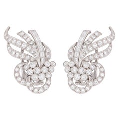 Art Deco Diamond Cluster Earrings, circa 1920s