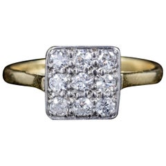 Art Deco Diamond Cluster Engagement Ring 18 Carat Gold Platinum, circa 1920