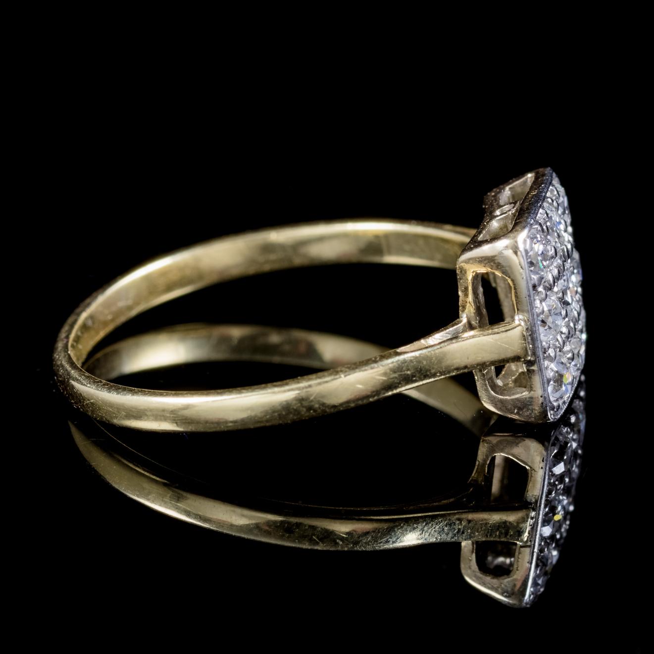 Art Deco Diamond Cluster Engagement Ring 18 Carat Gold Platinum, circa 1920 In Excellent Condition In Lancaster, Lancashire