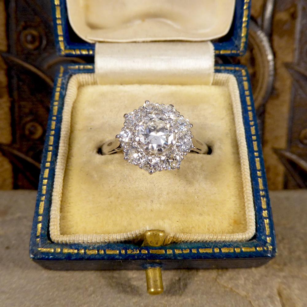 Art Deco Diamond Cluster Engagement Ring in Platinum 5