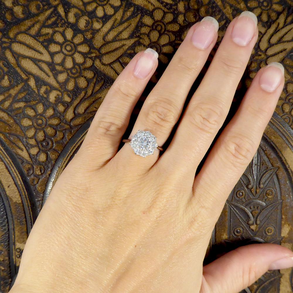 Art Deco Diamond Cluster Engagement Ring in Platinum 3