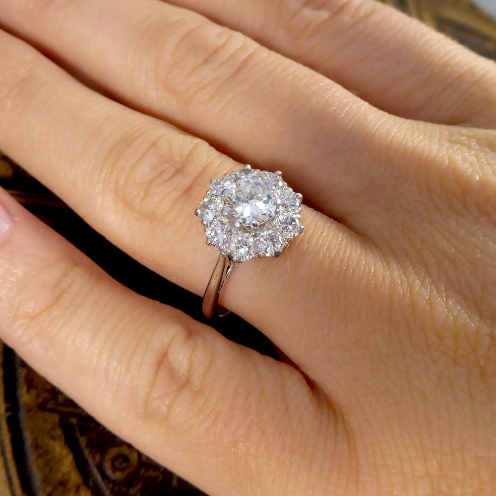 Art Deco Diamond Cluster Engagement Ring in Platinum 4