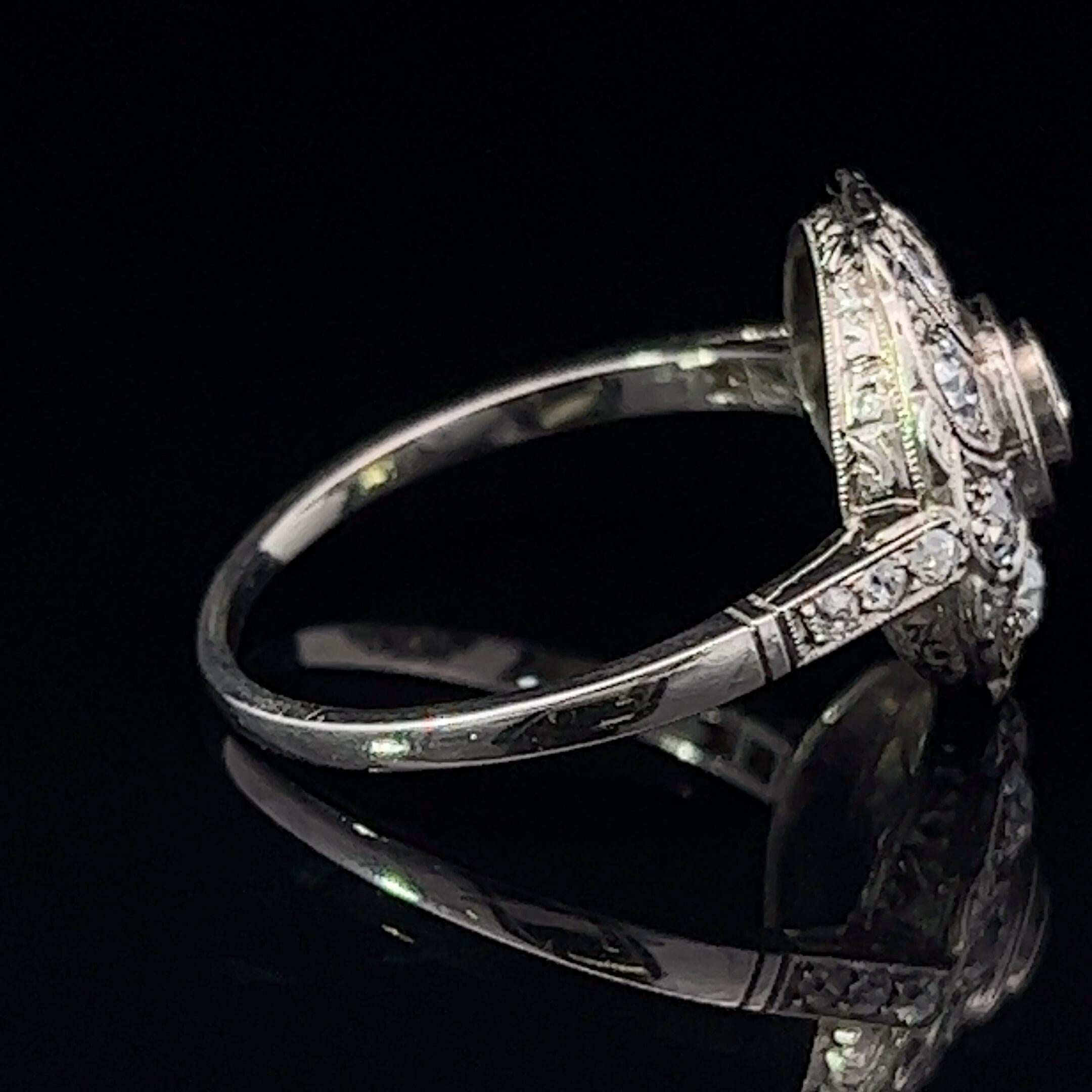 Mixed Cut Art DEco Diamond Cluster Ring Circa 1930
