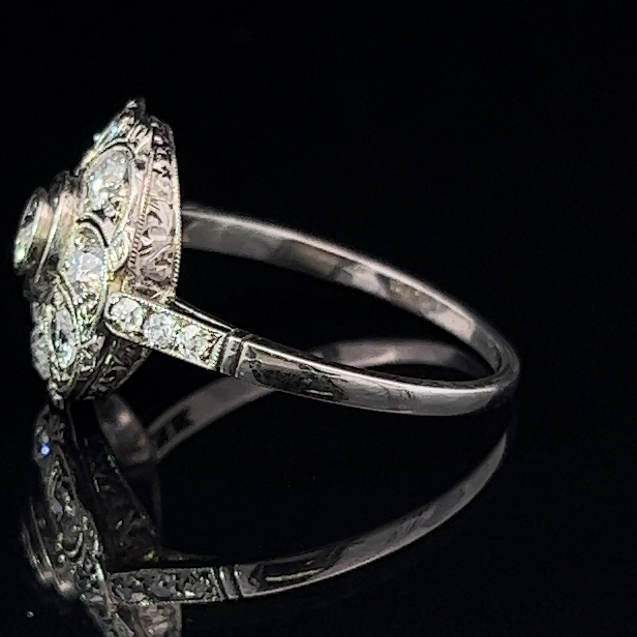 Women's or Men's Art DEco Diamond Cluster Ring Circa 1930
