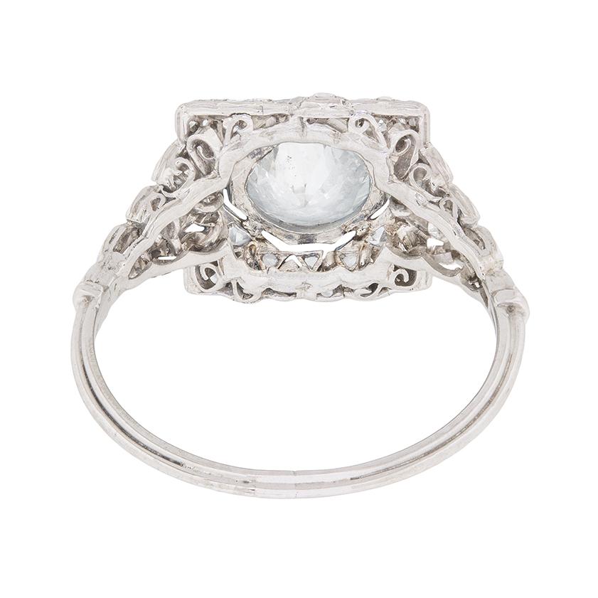 Round Cut Art Deco Diamond Cluster Ring, circa 1930s For Sale