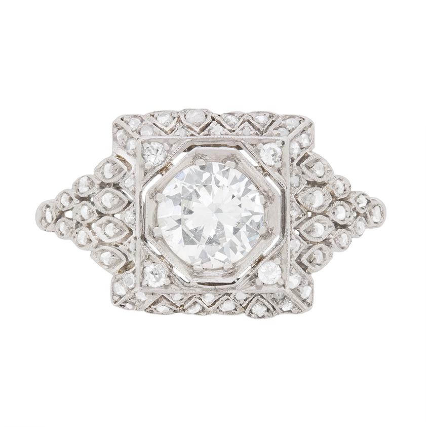 Art Deco Diamond Cluster Ring, circa 1930s For Sale