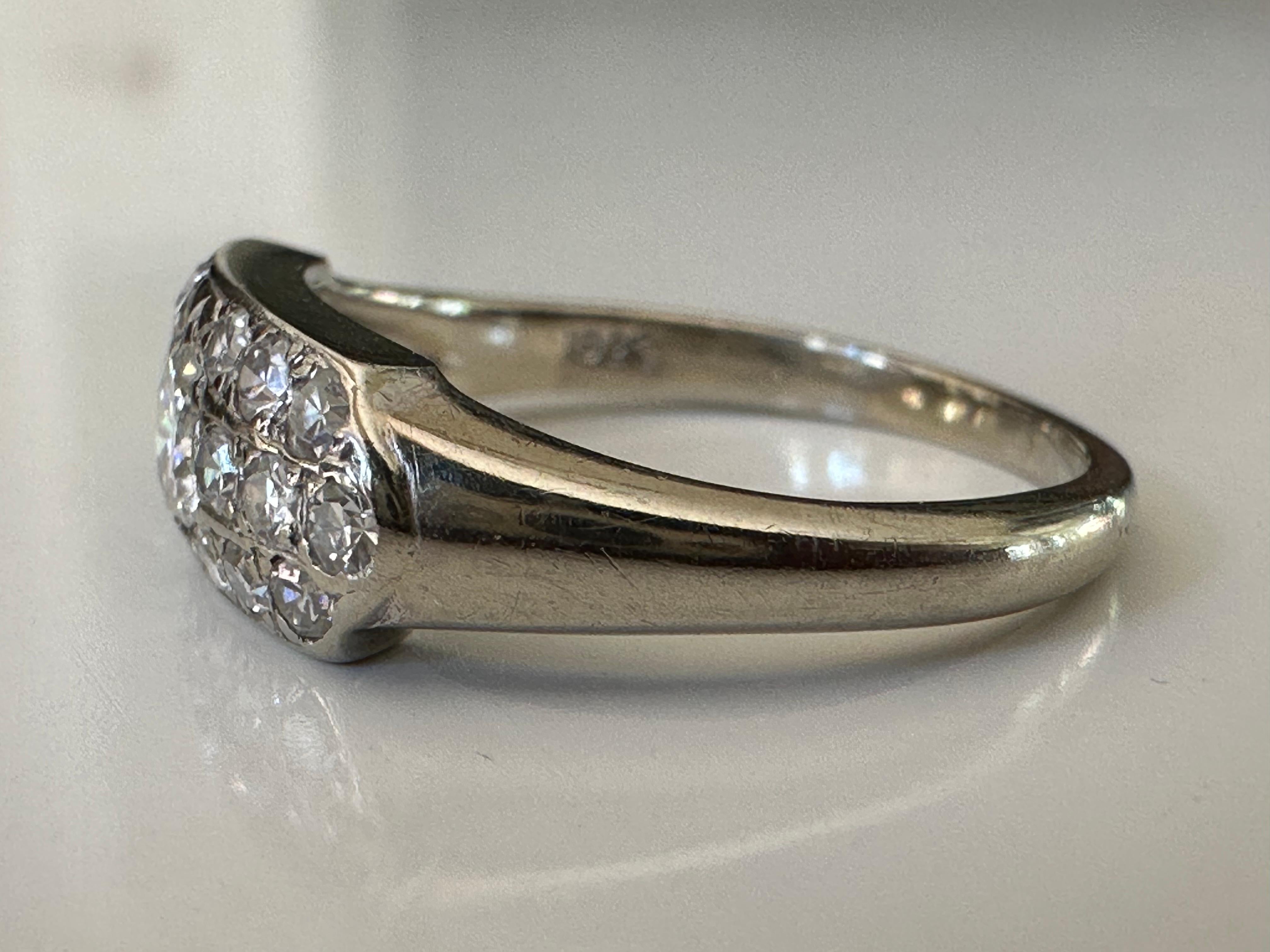 Art Deco Diamond Cluster Ring   In Good Condition For Sale In Denver, CO