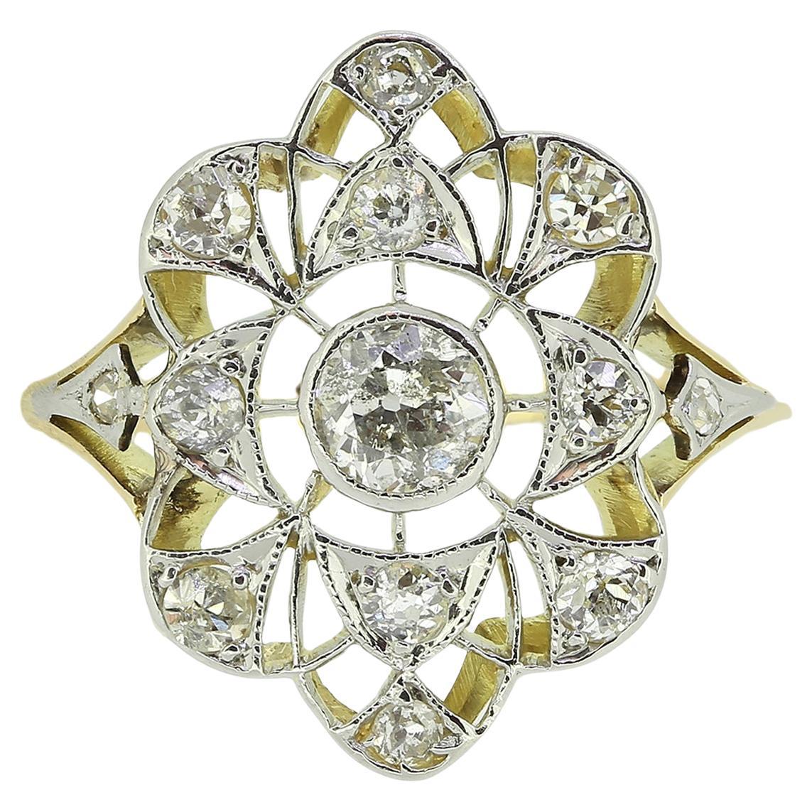 Art Deco Diamant-Cluster-Ring mit Diamanten