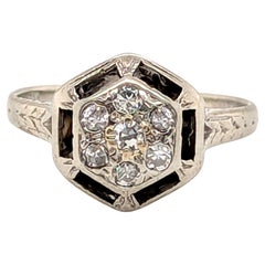Art Deco Diamond Cocktail Cluster Ring .20ct 18K Original 1920's-1930's