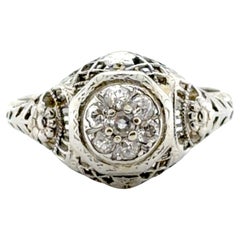Art Deco Diamond Cocktail Cluster Ring .20ct Original 1920's 18K White Gold