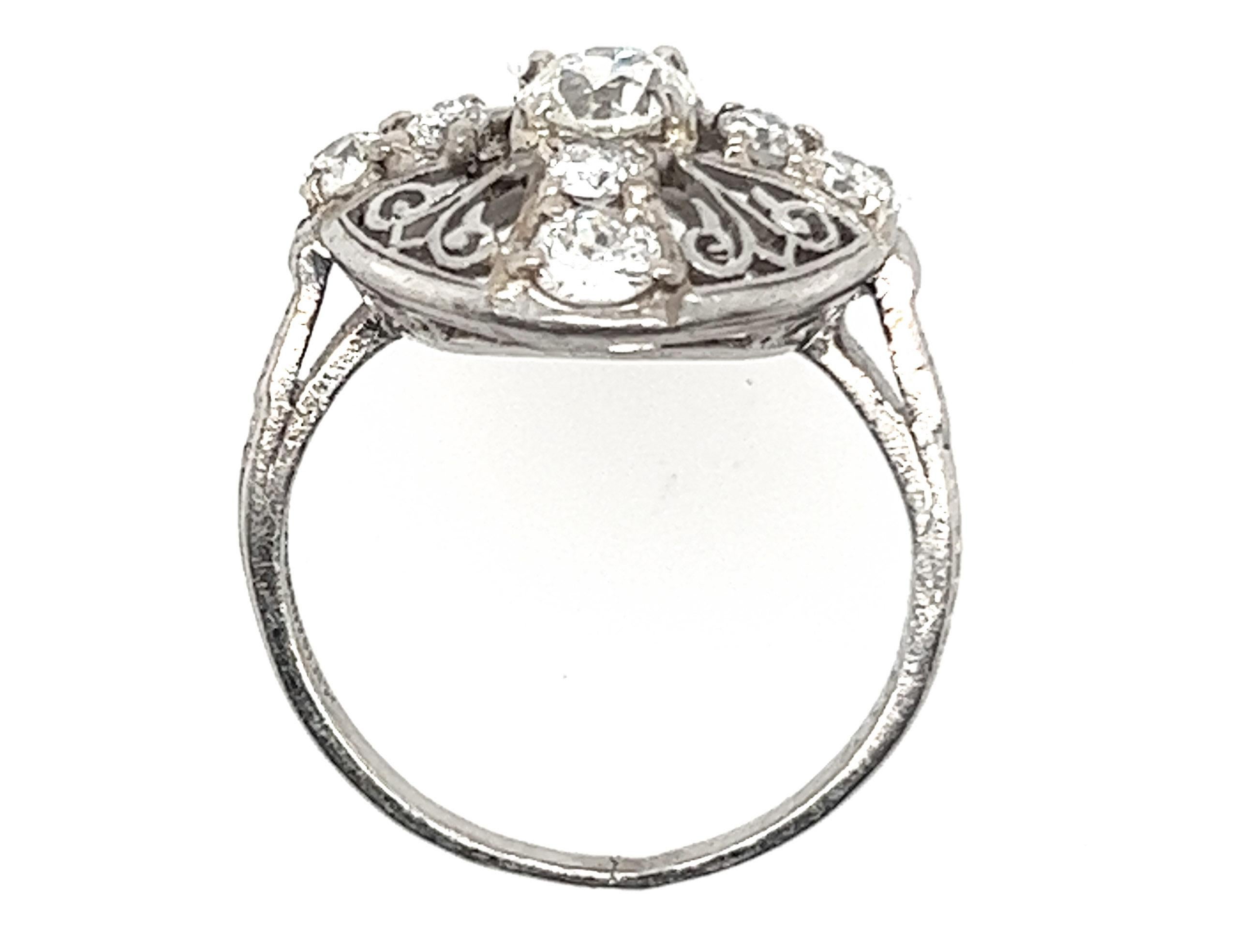 Old European Cut Art Deco Diamond Ring 1.32ct GIA Transitional Cut Original Inscribed 1939 Plat