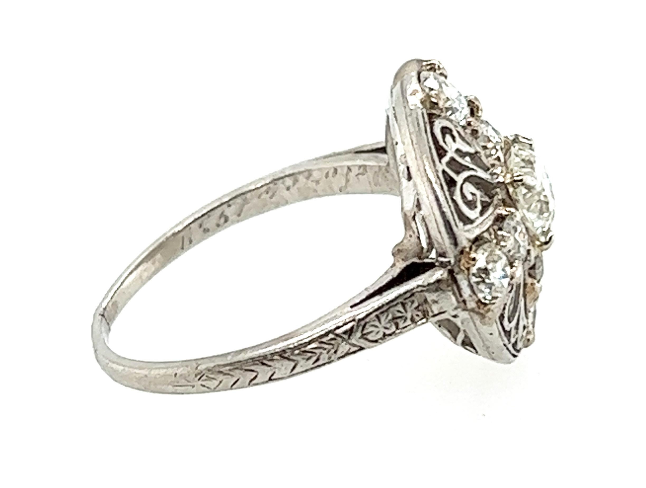 Women's Art Deco Diamond Ring 1.32ct GIA Transitional Cut Original Inscribed 1939 Plat
