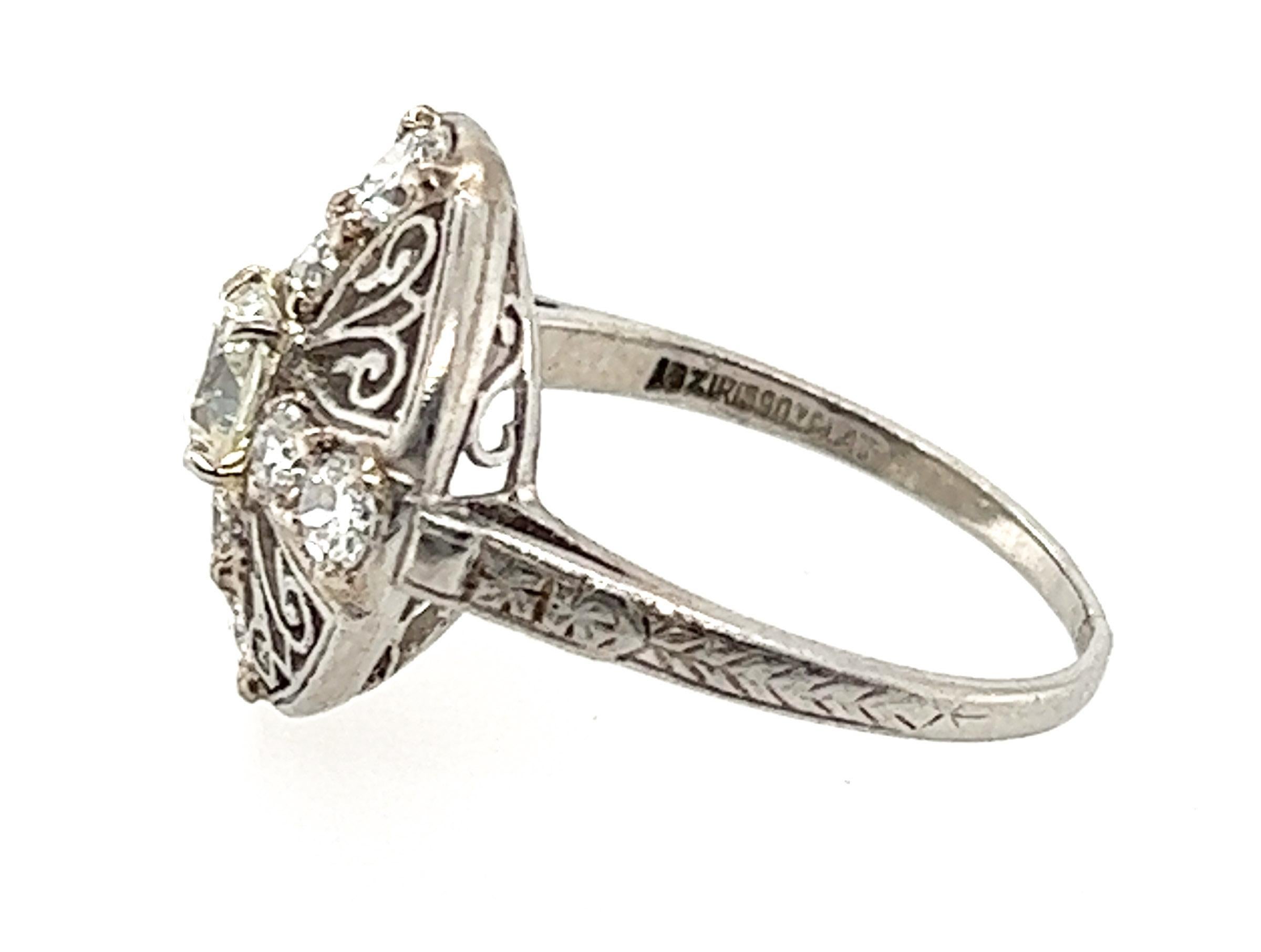 Art Deco Diamond Ring 1.32ct GIA Transitional Cut Original Inscribed 1939 Plat 2