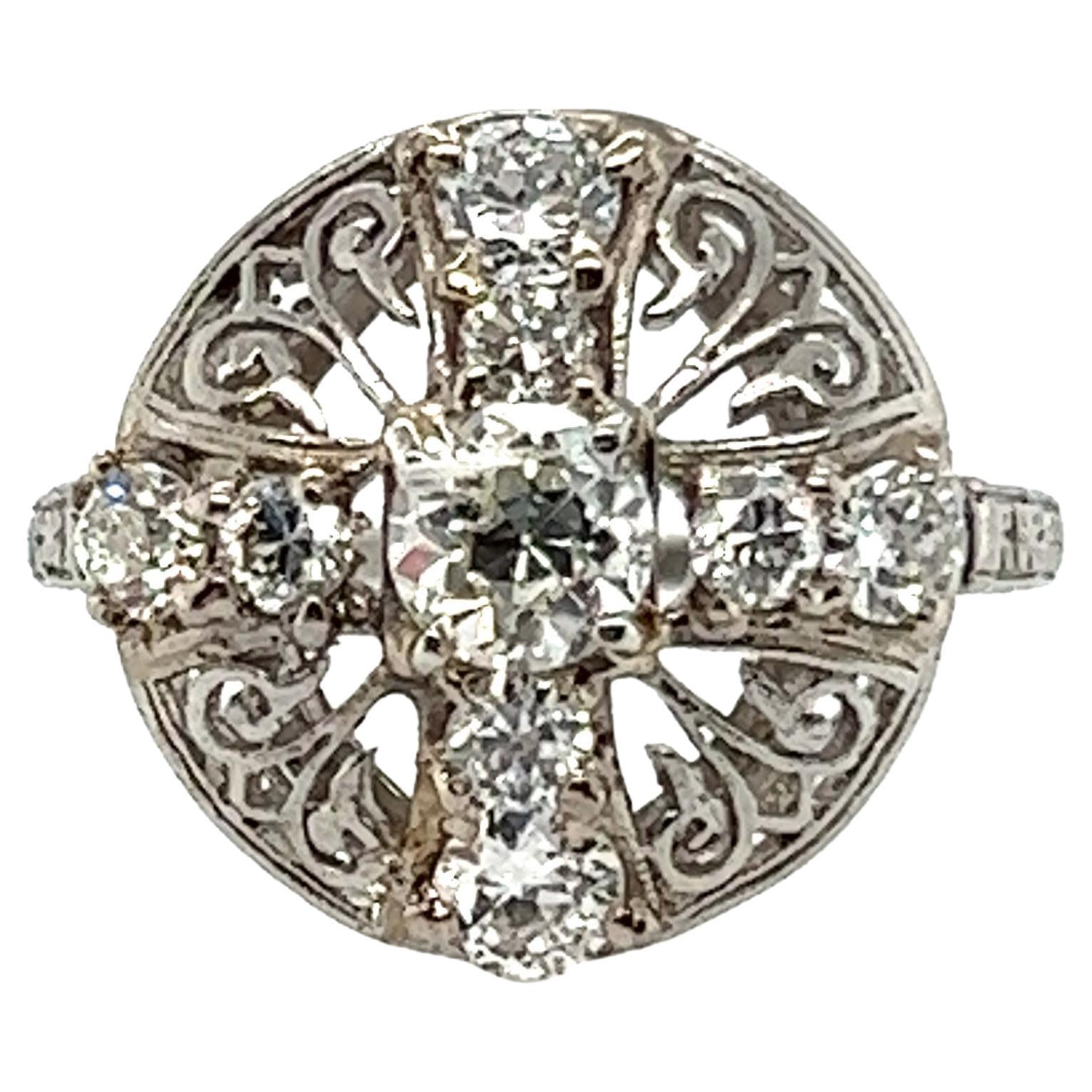 Art Deco Diamond Ring 1.32ct GIA Transitional Cut Original Inscribed 1939 Plat