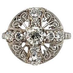 Art Deco Diamond Ring 1.32ct GIA Transitional Cut Original Inscribed 1939 Plat
