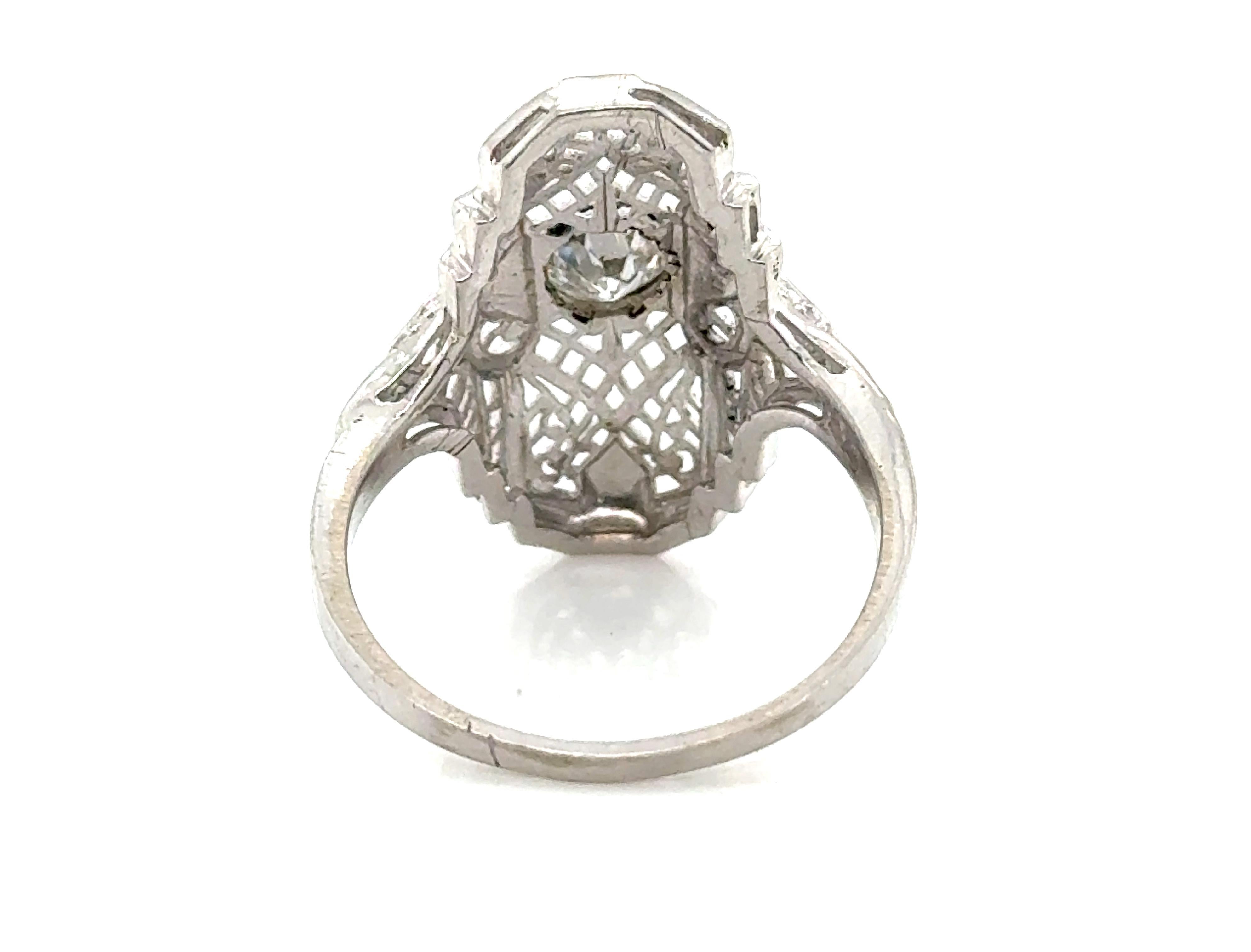 Women's Art Deco Diamond Cocktail Ring .31ct  Old European Antique 14k Original 1920s For Sale