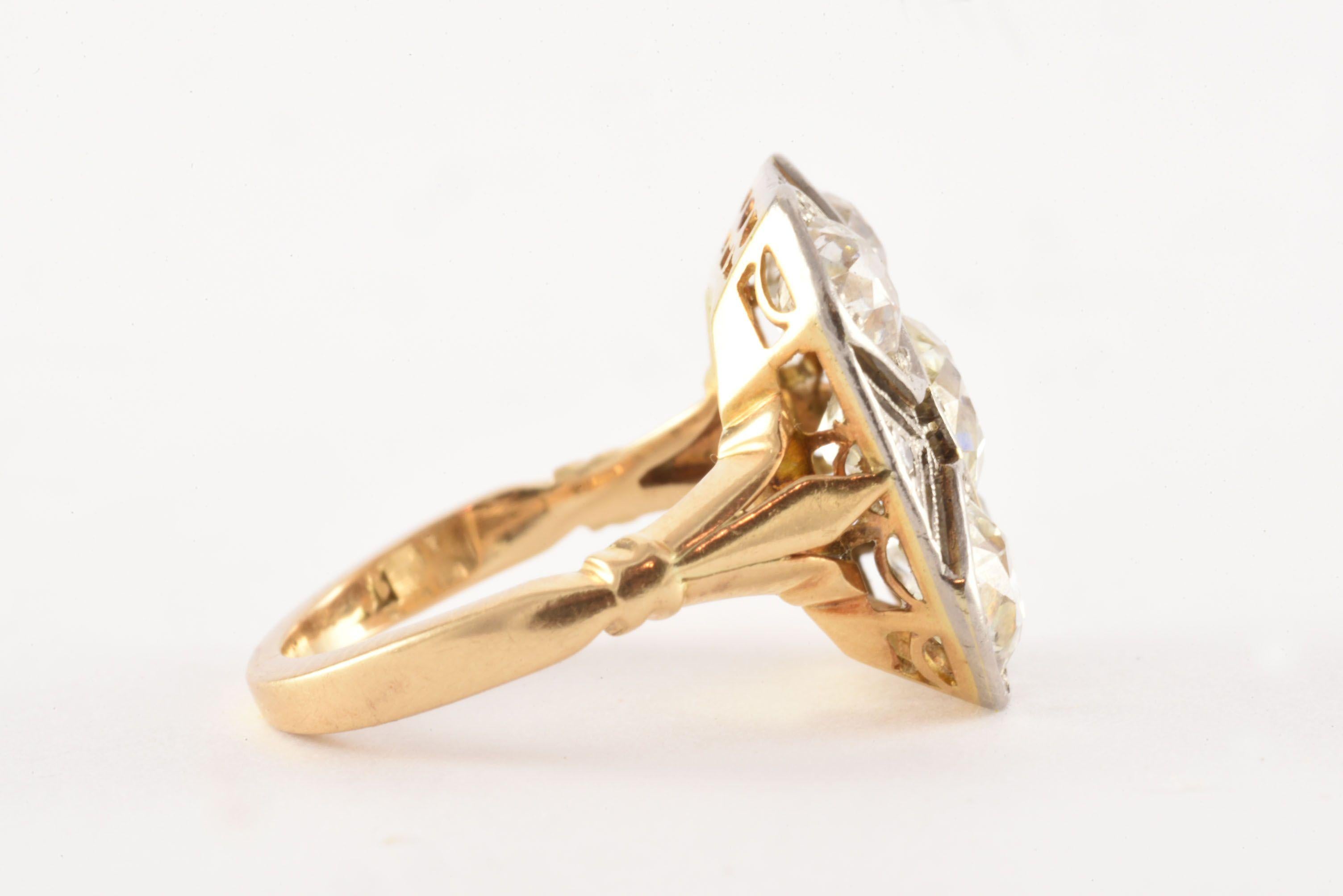  Art Deco Diamond Cocktail Ring In Good Condition For Sale In Denver, CO
