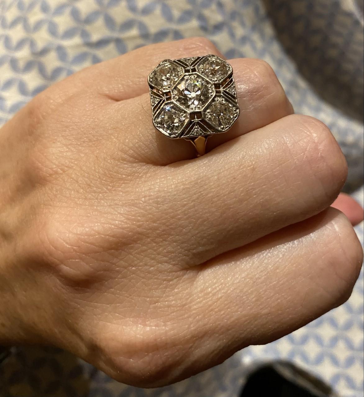 Women's  Art Deco Diamond Cocktail Ring For Sale