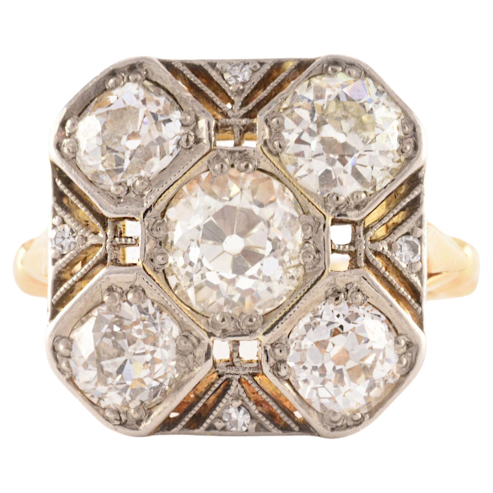  Art Deco Diamond Cocktail Ring For Sale