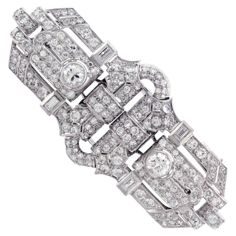 Art Deco Diamond Combination Clips Brooch For Sale