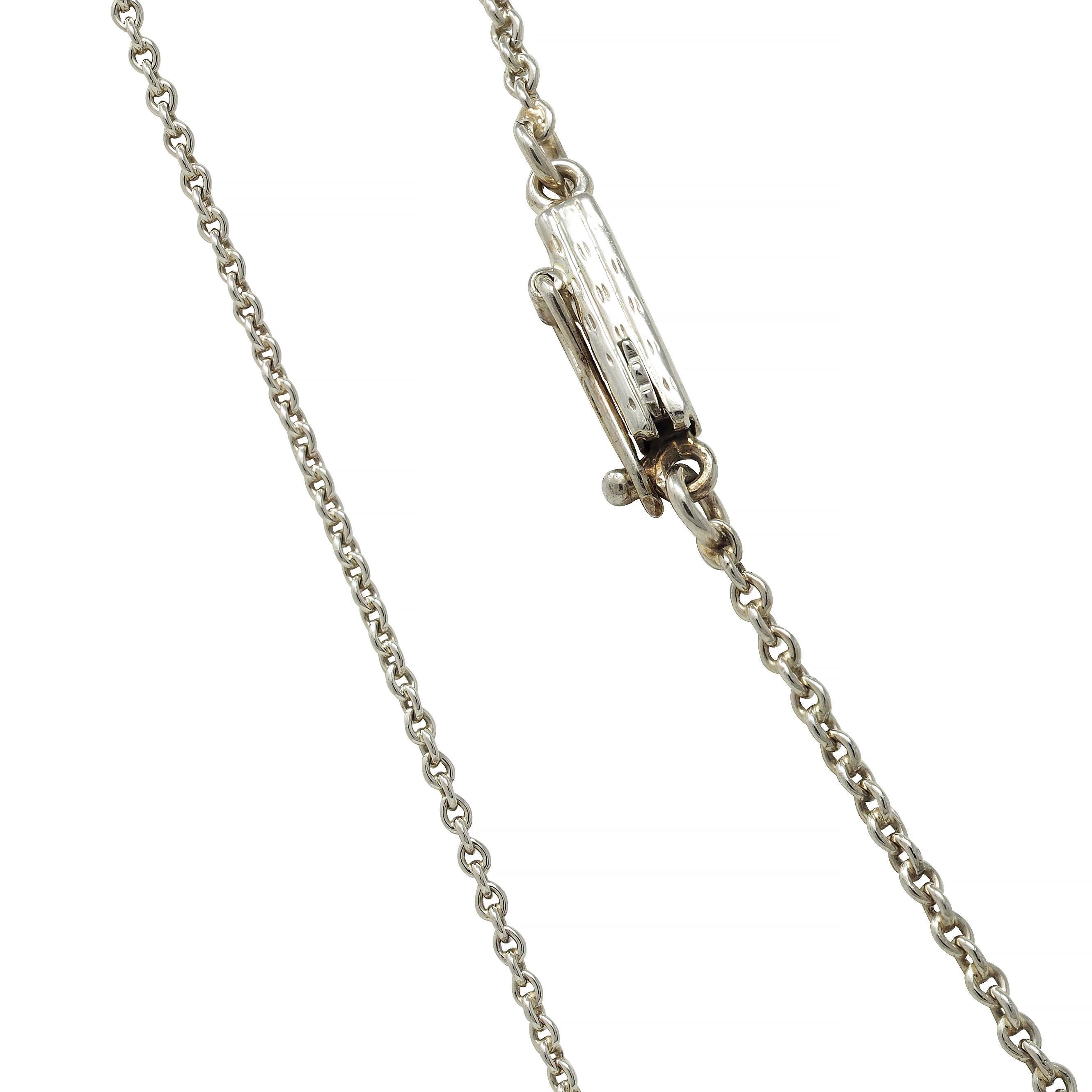 Halskette mit Vintage-Anhänger, Art déco, Diamant, Koralle, Türkis, 18 Karat Weißgold im Angebot 3