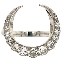 Art Deco Diamond Crescent Moon Horseshoe Ring 0.75 Ct.