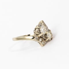 Certified Art Deco Diamond Cross Over Ring