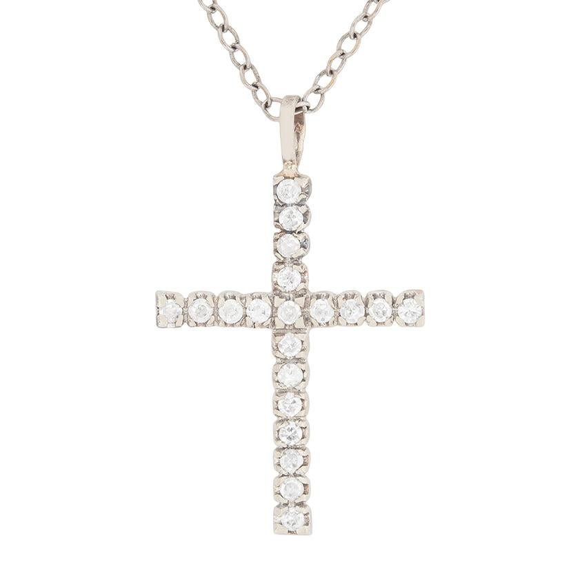 Women's or Men's Art Deco Diamond Cross Pendant, circa 1930s