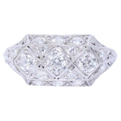 Art Deco Diamond Crosshatch Ring