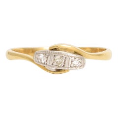 Art Deco Diamond Crossover Trilogy Ring