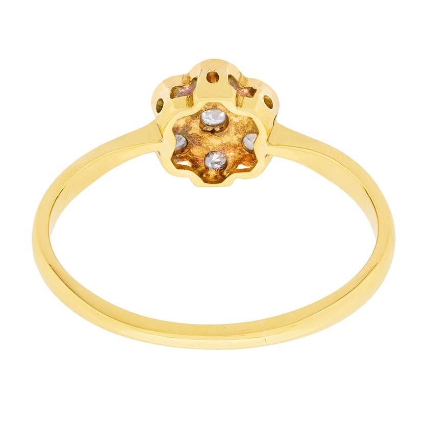 Women's or Men's Art Deco Diamond Daisy Cluster Engagement Ring, circa 1920s