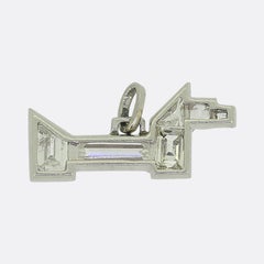 Art Deco Diamond Dog Charm Pendant