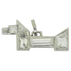 Art Deco Diamond Dog Charm Pendant