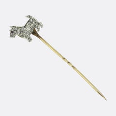 Art Deco Diamond Dog Stick Pin