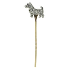 Art Deco Diamond Dog Stick Pin