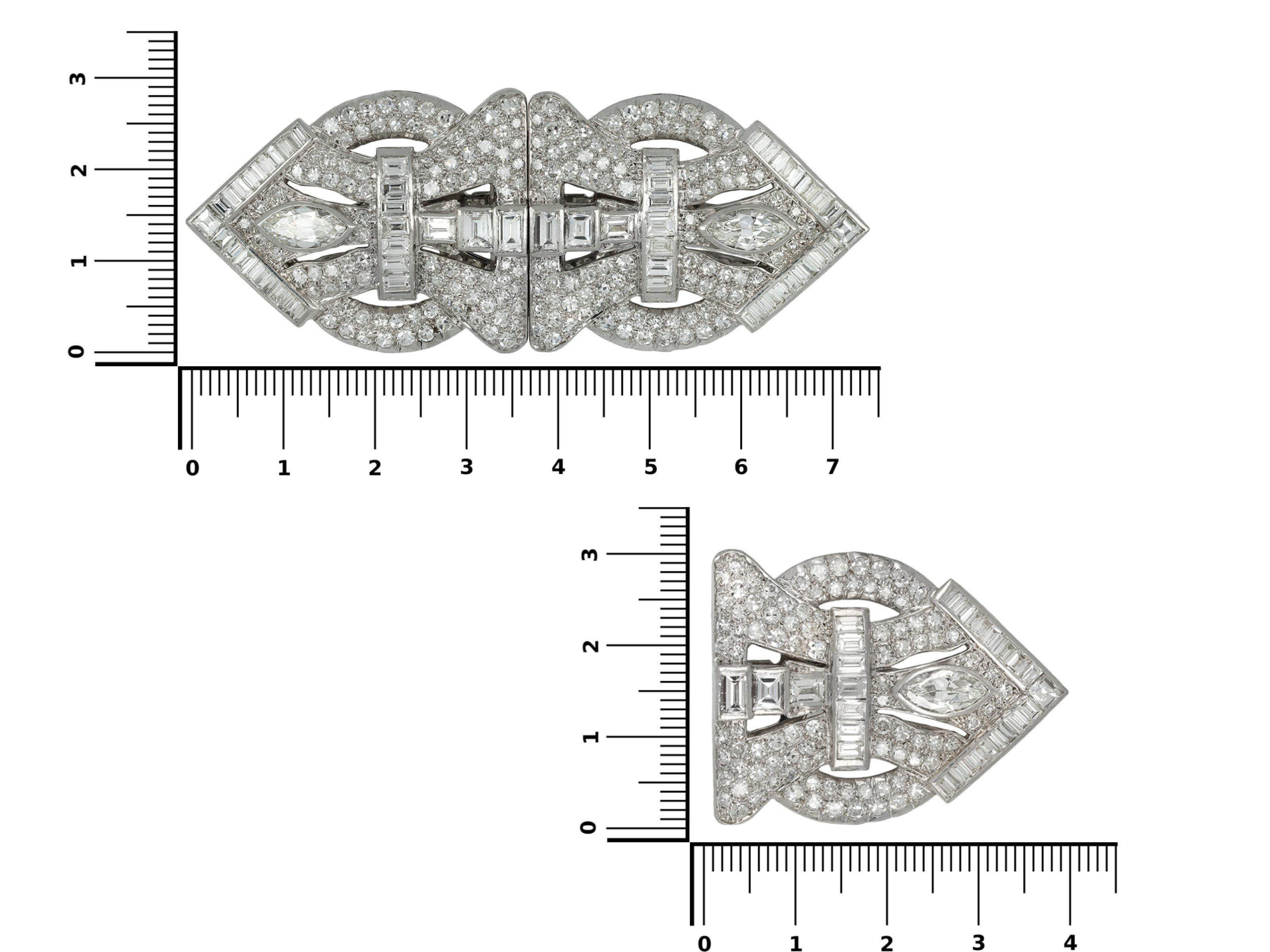 Art Deco diamond double clip brooch, circa 1920 For Sale 2