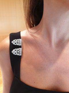 Art Deco 18k Gold Brilliant Cut Diamond Double Clip Brooches, 1925