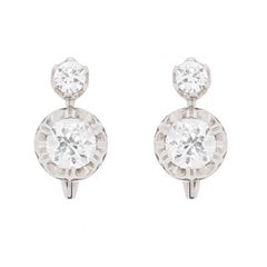 Art Deco Diamond Double Drop Earrings, circa 1920s