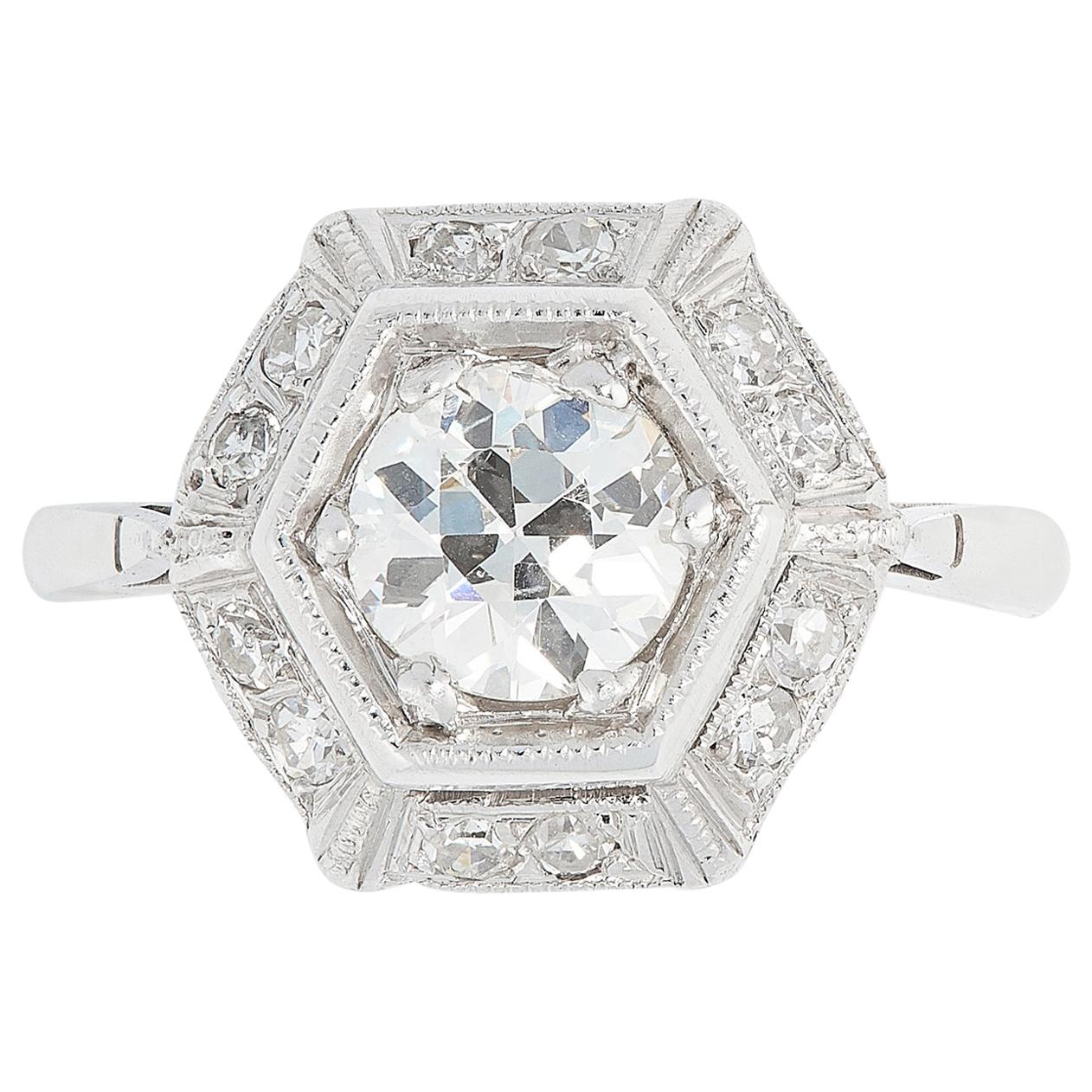 Art Deco Diamond Dress Ring, circa 20th Century For Sale