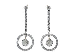 Art Deco diamond drop earrings, circa 1920.