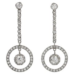 Antique Art Deco diamond drop earrings, circa 1920.