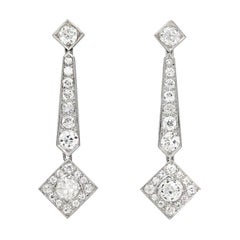 Art Deco Diamant-Tropfenohrringe, um 1925