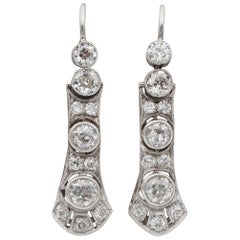 Art Deco Diamond Drop Earrings, Early 20th Century