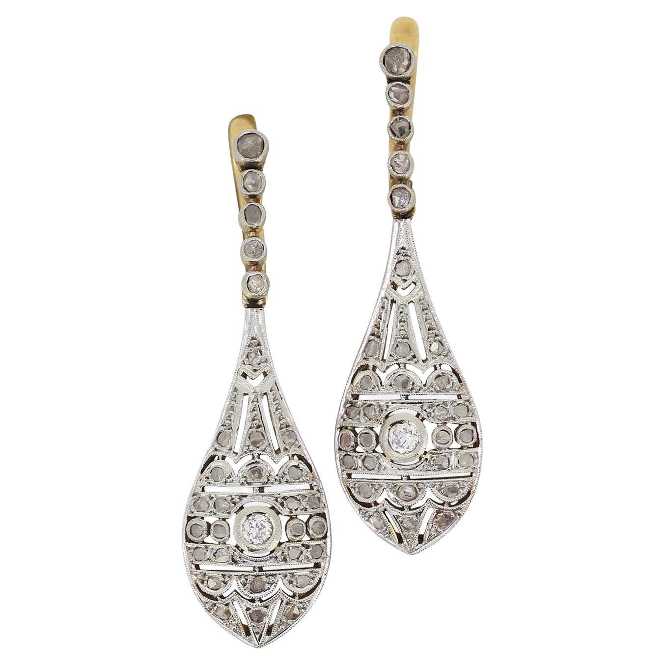 Pendientes de gota de diamantes Art Déco