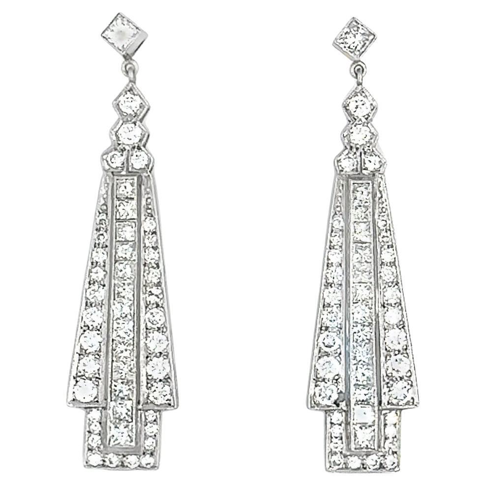 Pendientes de gota de diamantes Art Déco