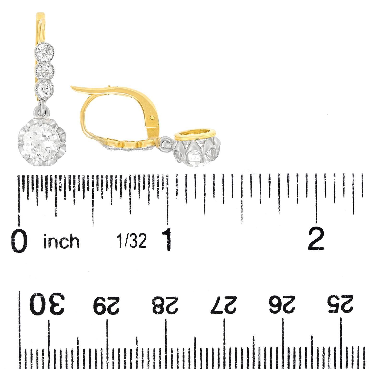 Art Deco Diamant-Tropfen-Ohrringe Frankreich Damen im Angebot