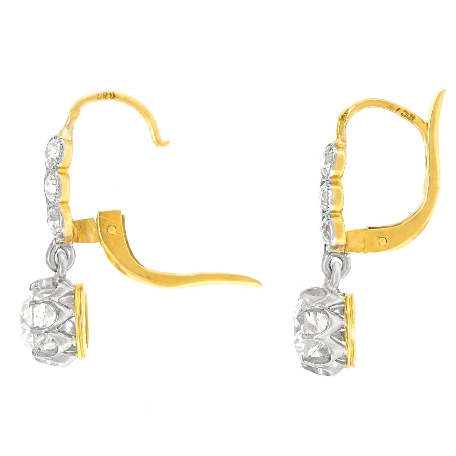 Art Deco Diamant-Tropfen-Ohrringe Frankreich im Angebot 1
