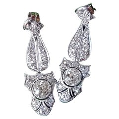 Art Deco Diamant-Tropfen-Ohrringe aus Platin Circa 1925