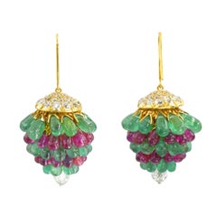 Art Deco Diamond Drop Gem Earrings