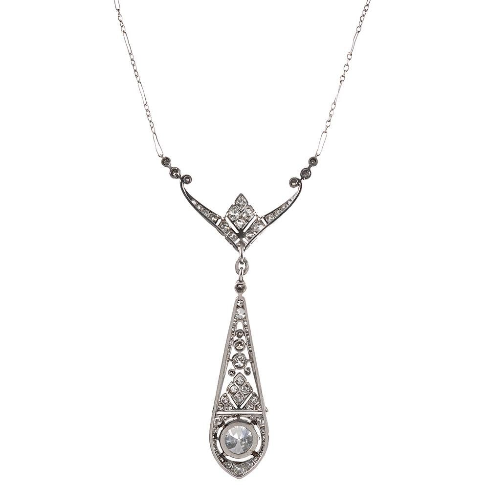art deco diamond pendant necklace